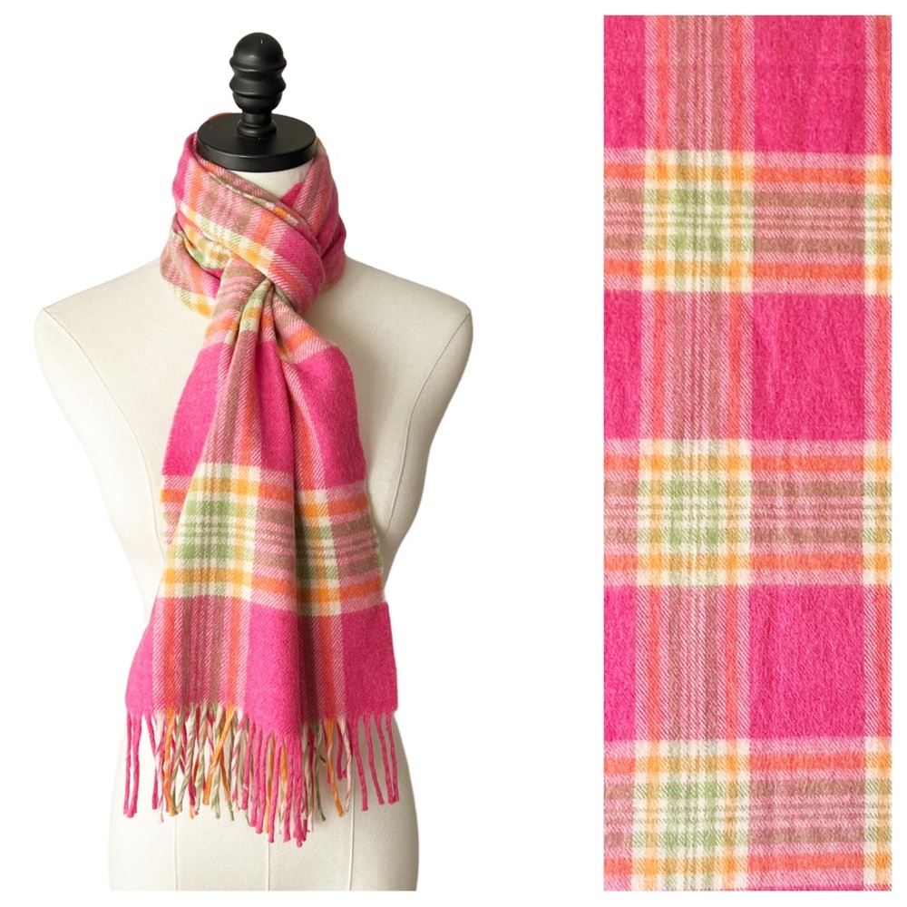 John Hanley Ireland Merino Wool Plaid Scarf